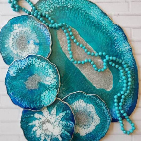 Мастер-класс по эпоксидной смоле "Сервировочный набор и подстаканники" (3 персоны)