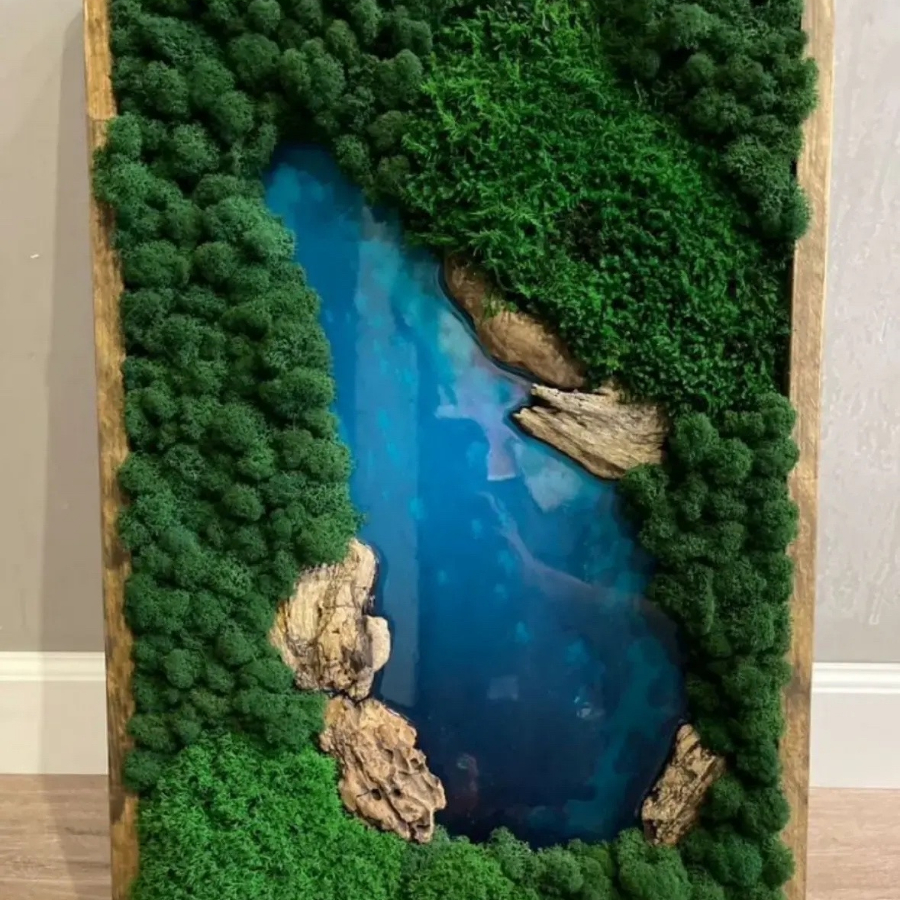 Мастер класс «Панно из мха с водоемом из Эпоксидной смолы»